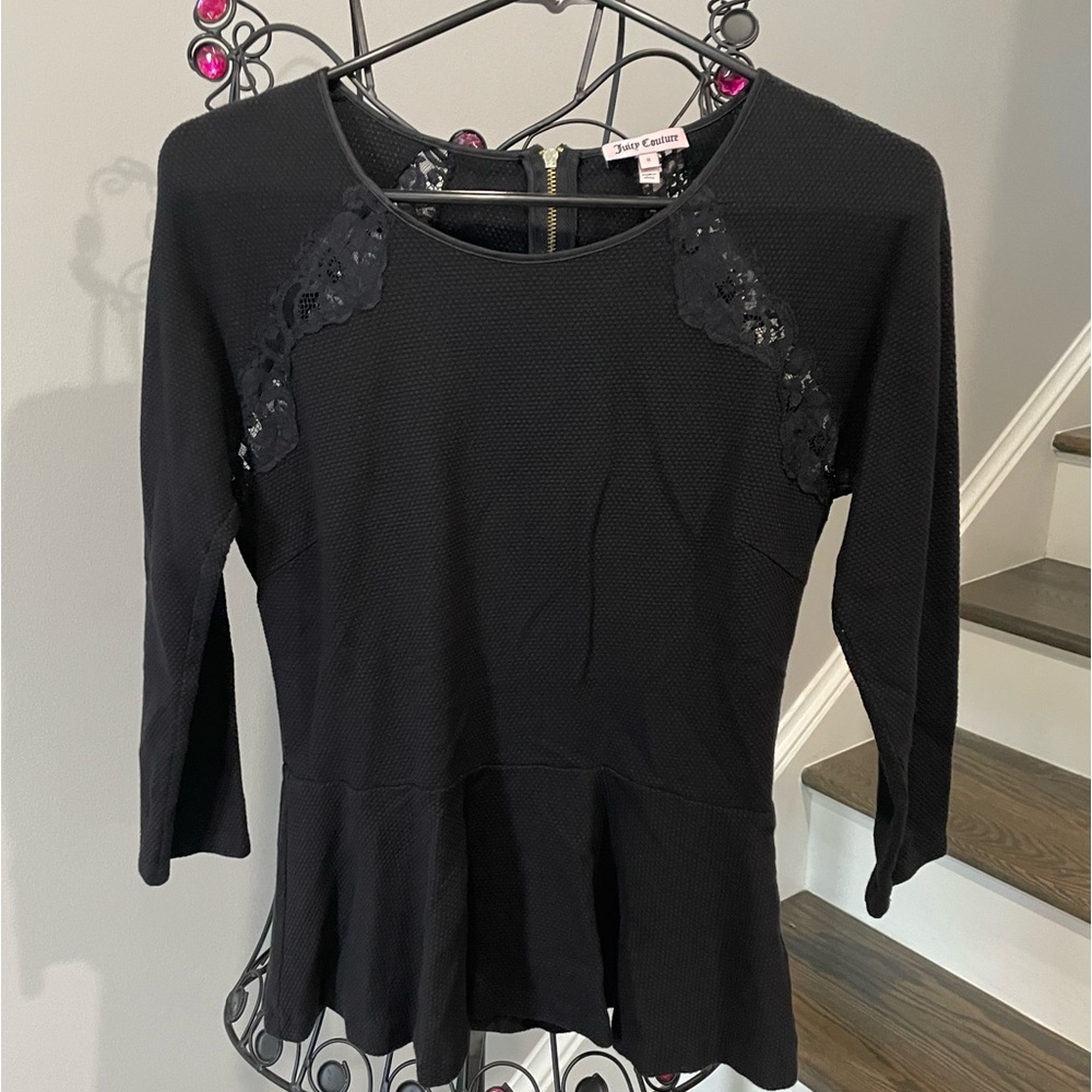 Juicy Couture Womans black long sleeve shirt size 8